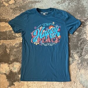 Teal Tee with Colorful Happy Place Design